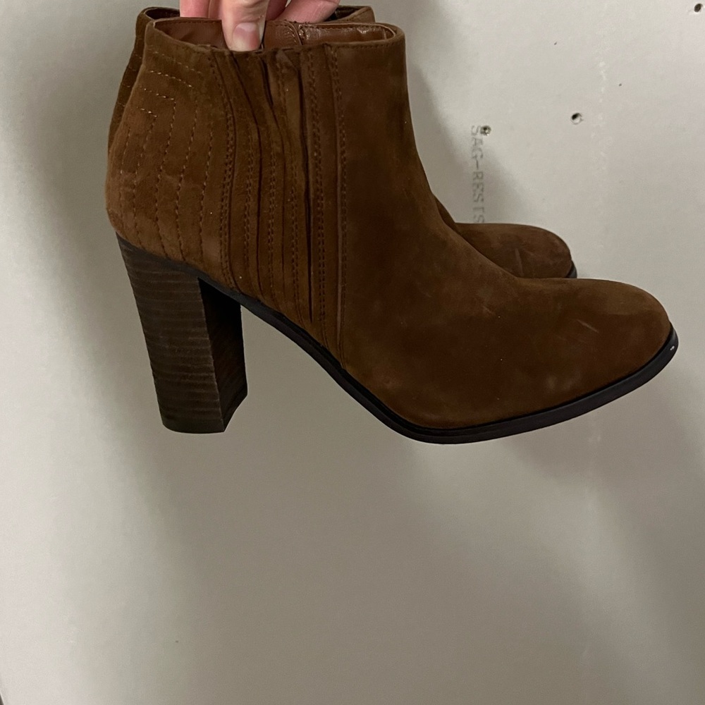 Brown suede ankle boots